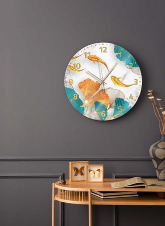 ساعة حائط مصنوعة من الأكريليك تعمل بالبطارية، بتصميم أوراق نباتية وأسماك، للمنزل، غرفة المعيشة، المكتب، الديكور