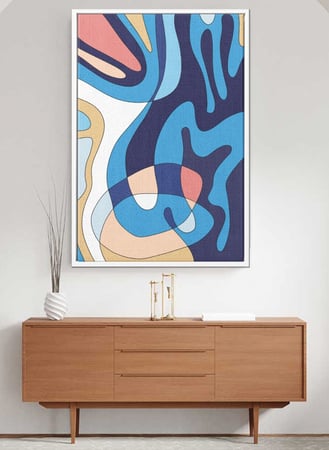 لوحة كانفاس على إطار خشبي بتصميم فن تجريدي