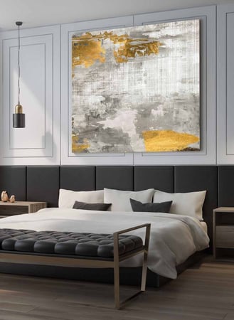 لوحة كانفاس مربع على إطار خشبي، تصميم فن زيتي ، للمنزل، غرفة المعيشة، المكتب، الديكور