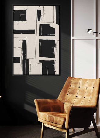 لوحة كانفاس على إطار خشبي بتصميم نمط أشكال فنية