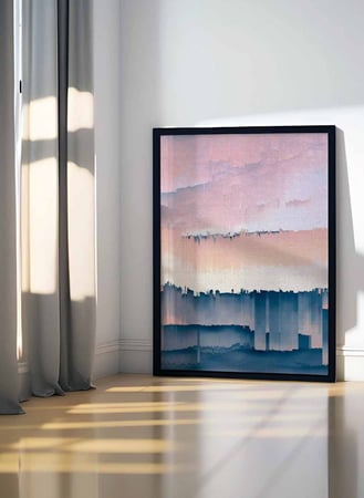 لوحة كانفاس على إطار خشبي، تصميم فن تجريدى خلل فى السماء، للمنزل، غرفة المعيشة، المكتب، الديكور