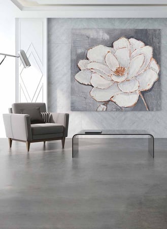 لوحة كانفاس مربع على إطار خشبي، تصميم زهرة تتفتح، للمنزل، غرفة المعيشة، المكتب، الديكور