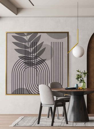 لوحة كانفاس على إطار خشبي بتصميم فن لخطوط و زهور