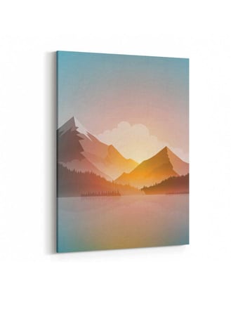 لوحة كانفاس على إطار خشبي، تصميم جبال و غابات ، للمنزل، غرفة المعيشة، المكتب، الديكور