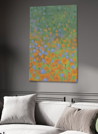 لوحة كانفاس على إطار خشبي بتصميم أزهار ملونة