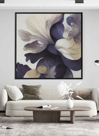 لوحة كانفاس مربع على إطار خشبي، تصميم نمط فنى لزهور ملونه، للمنزل، غرفة المعيشة، المكتب، الديكور