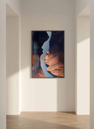 لوحة كانفاس على إطار خشبي، تصميم منظر طبيعى مع منحدرات، للمنزل، غرفة المعيشة، المكتب، الديكور