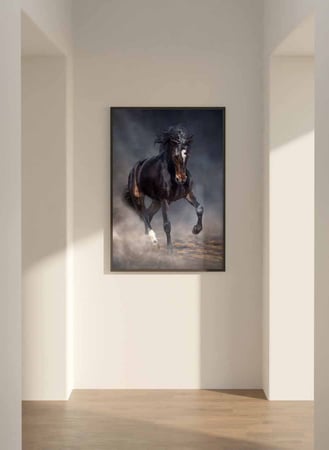 لوحة كانفاس على إطار خشبي، تصميم حصان جامح فى الصحراء، للمنزل، غرفة المعيشة، المكتب، الديكور