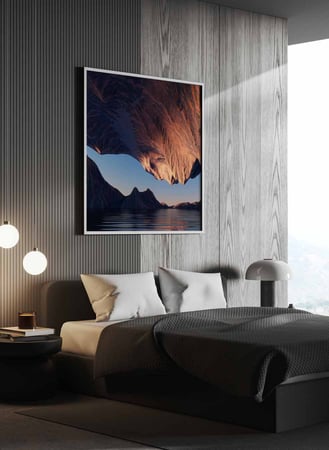 لوحة كانفاس مربع على إطار خشبي، تصميم منظر جمالى للمنحدر، للمنزل، غرفة المعيشة، المكتب، الديكور