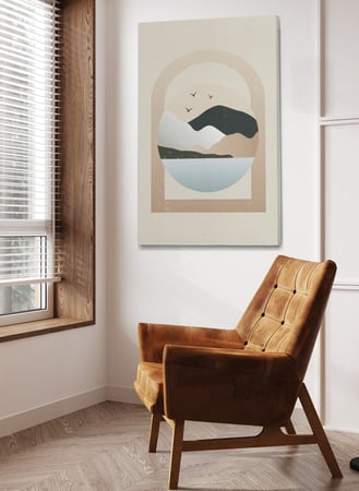 لوحة كانفاس على إطار خشبي بتصميم فن تجريدي جبال