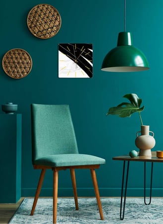 ساعة حائط مصنوعة من الأكريليك تعمل بالبطارية، بتصميم رخامي نصف ونصف، للمنزل، غرفة المعيشة، المكتب، الديكور