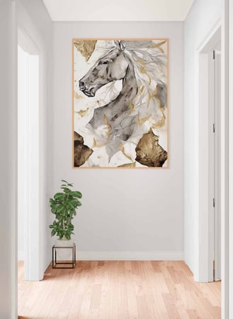 لوحة كانفاس على إطار خشبي، تصميم فن تجريدى لرأس حصان، للمنزل، غرفة المعيشة، المكتب، الديكور