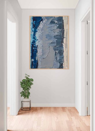 لوحة كانفاس على إطار خشبي، تصميم درجات من الرمادى، للمنزل، غرفة المعيشة، المكتب، الديكور