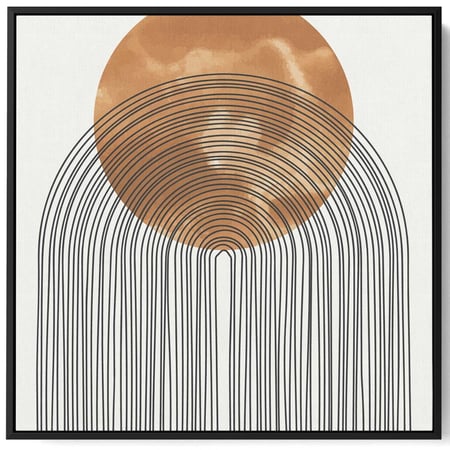 اقتن لوحة الشمس كانفاس بتصميم فن تجريدي للشمس مع منحنيات