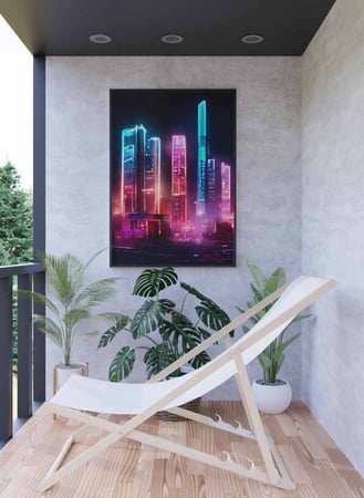 لوحة كانفاس على إطار خشبي، تصميم ليلة فى المدينة، للمنزل، غرفة المعيشة، المكتب، الديكور