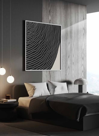 لوحة كانفاس مربع على إطار خشبي، تصميم فن تجريدي، للمنزل، غرفة المعيشة، المكتب، الديكور