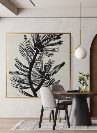 لوحة كانفاس على إطار خشبي بتصميم فن تجريدي للنباتا ت العصرية