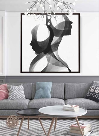 لوحة كانفاس على إطار خشبي بتصميم بورتريه لزوج من الأشخاص