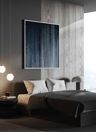 لوحة كانفاس مربع على إطار خشبي، تصميم فن تجريدي ملئ بالنجوم، للمنزل، غرفة المعيشة، المكتب، الديكور