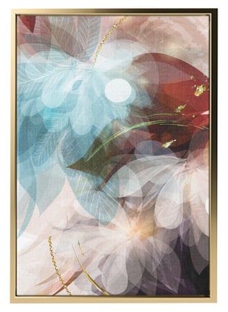 لوحة كانفاس على إطار خشبي بتصميم فن تجريدي نمط من الزهور