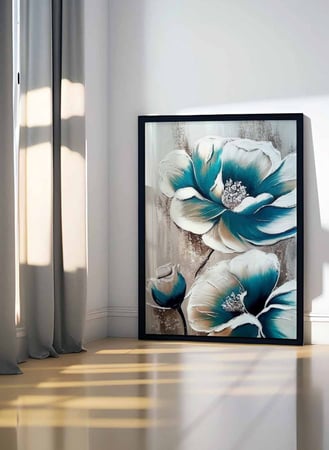 لوحة كانفاس على إطار خشبي، تصميم فن تجريدى للزهور، للمنزل، غرفة المعيشة، المكتب، الديكور