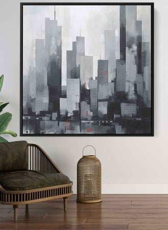 لوحة كانفاس على إطار خشبي بتصميم ناطحات سحاب المدينة
