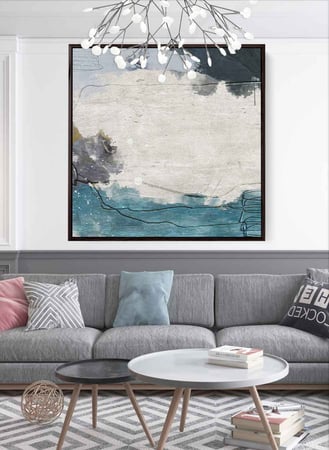 لوحة كانفاس مربع على إطار خشبي، تصميم فن تجريدي، للمنزل، غرفة المعيشة، المكتب، الديكور