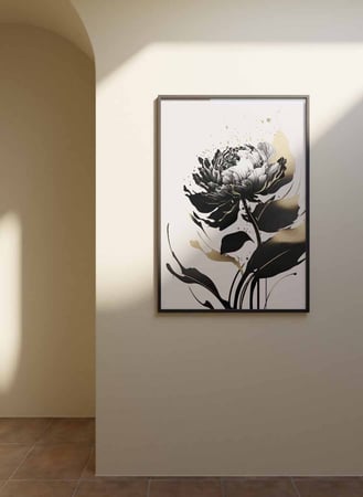 لوحة كانفاس على إطار خشبي، تصميم نمط فنى لزهرة ، للمنزل، غرفة المعيشة، المكتب، الديكور
