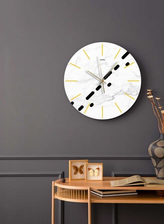 ساعة حائط مصنوعة من الأكريليك تعمل بالبطارية، بتصميم رخامي مع أشكال صغيرة، للمنزل، غرفة المعيشة، المكتب، الديكور