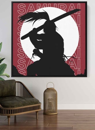 لوحة كانفاس على إطار خشبي بتصميم ظل الساموراى
