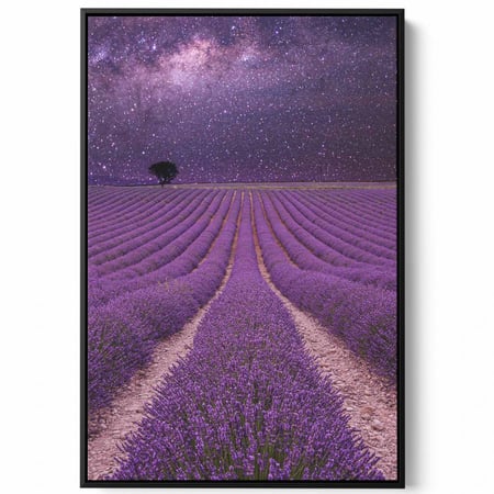 لوحة كانفاس على إطار خشبي، تصميم حقول اللافندر، للمنزل، غرفة المعيشة، المكتب، الديكور