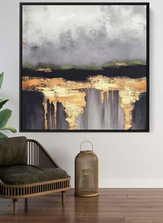 لوحة كانفاس مربع على إطار خشبي، تصميم فن تجريدي، للمنزل، غرفة المعيشة، المكتب، الديكور