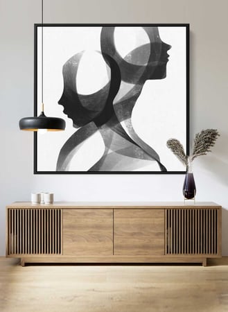 لوحة كانفاس على إطار خشبي بتصميم بورتريه لزوج من الأشخاص