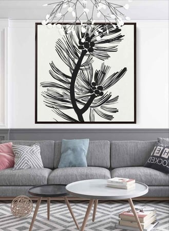 لوحة كانفاس على إطار خشبي بتصميم فن تجريدي للنباتا ت العصرية