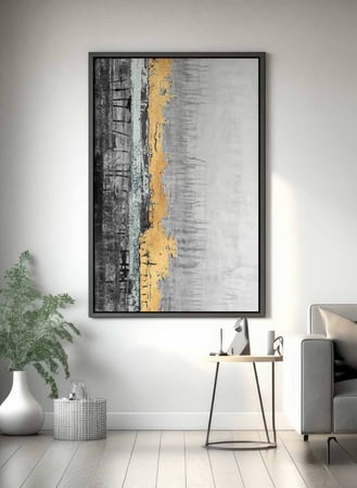 لوحة كانفاس على إطار خشبي، تصميم امواج البحر، للمنزل، غرفة المعيشة، المكتب، الديكور