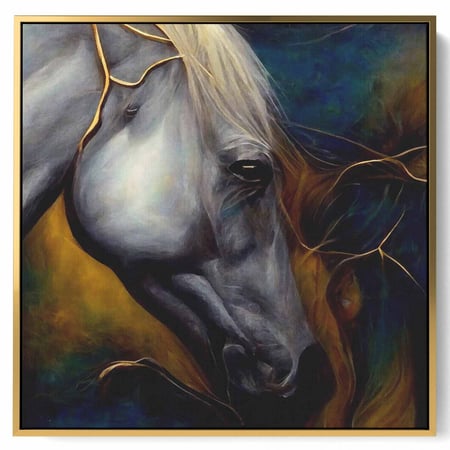 لوحة كانفاس مربع على إطار خشبي، تصميم فن تجريدي عيون الخيل، للمنزل، غرفة المعيشة، المكتب، الديكور