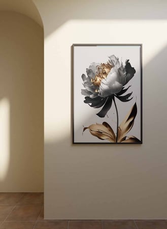 لوحة كانفاس على إطار خشبي، تصميم نمط زهرة مميزة ، للمنزل، غرفة المعيشة، المكتب، الديكور