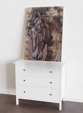 لوحة كانفاس على إطار خشبي، تصميم رأس حصان جامح، للمنزل، غرفة المعيشة، المكتب، الديكور