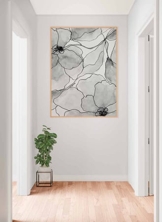 لوحة كانفاس على إطار خشبي، تصميم نمط فنى للزهور، للمنزل، غرفة المعيشة، المكتب، الديكور