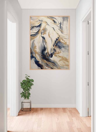لوحة كانفاس على إطار خشبي، تصميم فن تجريدى لرأس حصان، للمنزل، غرفة المعيشة، المكتب، الديكور