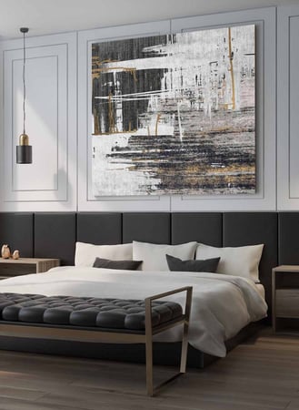 لوحة كانفاس مربع على إطار خشبي، تصميم فن تجريدي، للمنزل، غرفة المعيشة، المكتب، الديكور