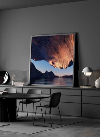 لوحة كانفاس مربع على إطار خشبي، تصميم منظر جمالى للمنحدر، للمنزل، غرفة المعيشة، المكتب، الديكور