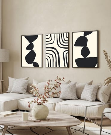 اشتر طقم لوحات ديكور من 3 لوحات بتتصميم أشكال منوعة بلونين فخمين