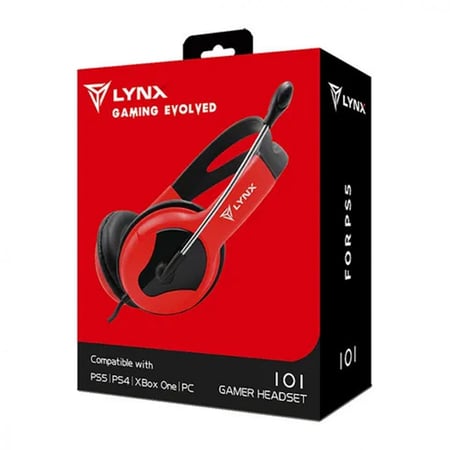 LYNX EVOLYED PS5/PS4|XBOX PC GAMER HEADSET - RED سماعه