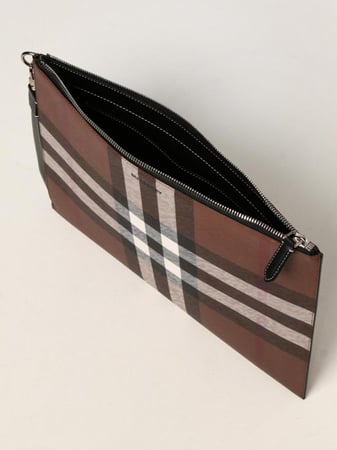 Burberry Large Check E-canvas Zip Pouch