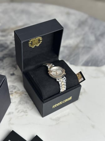 Roberto cavalli silver rosegold watch