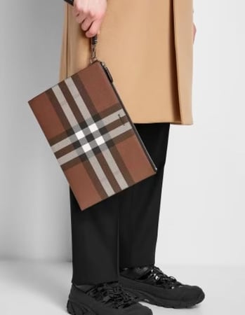 Burberry Large Check E-canvas Zip Pouch