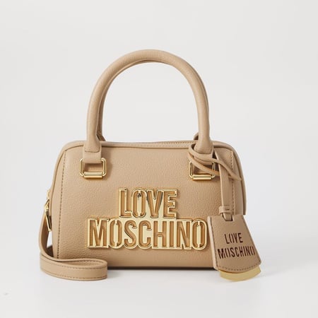 LOVE MOSCHINO CUT OUT LOGO BAG IN NUDE COLOUR
