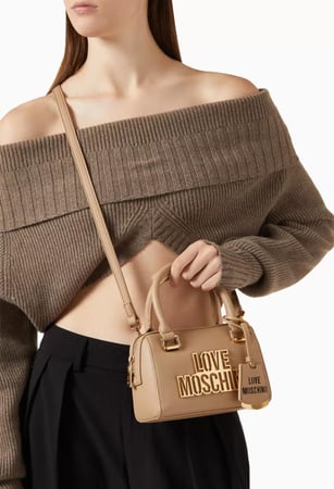 LOVE MOSCHINO CUT OUT LOGO BAG IN NUDE COLOUR