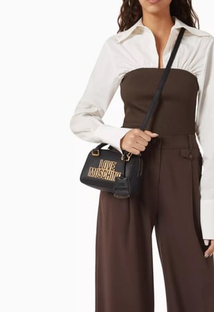 LOVE MOSCHINO CUT OUT LOGO BAG IN NUDE COLOUR